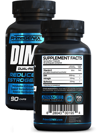 PrimeGenix DIM 3X testosterone booster bottle - 300mg natural diindolylmethane supplement pills